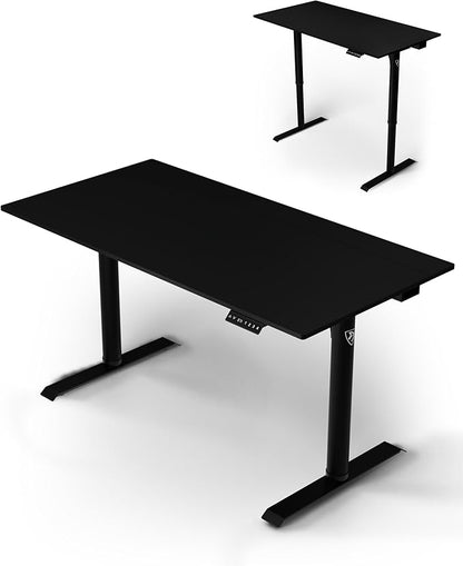 Arozzi Arena Nordico Gamer Desk – 55x27.6” Electric Standing Table – PC Gaming Desk with Storage for Cables - Dual Cable Baskets, Split Tabletop, Monitor Arm Friendly - Black