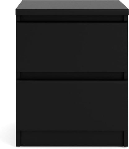 2 Drawer Nightstand, Black Matte | Contemporary Design, Handle-Free