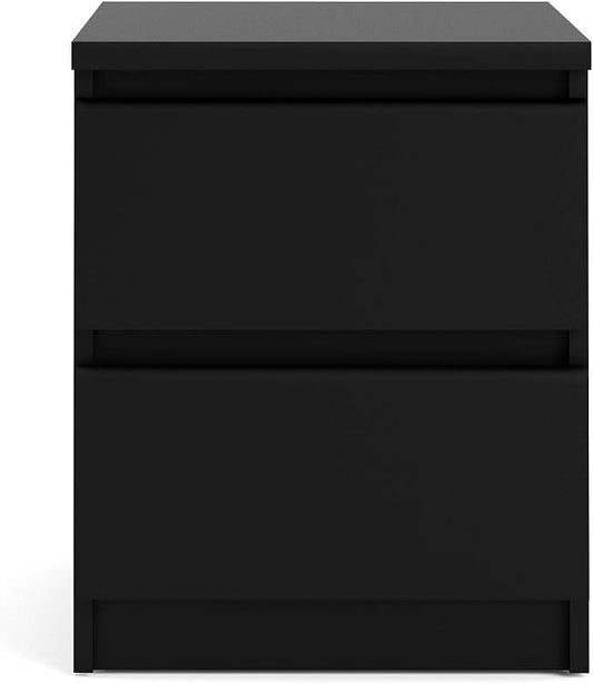 2 Drawer Nightstand, Black Matte | Contemporary Design, Handle-Free