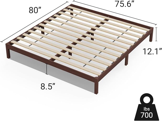 LIFEMENT King Bed Frame Classic Wood Platform, Noise Free, Under Bed Storage, No Box Spring Needed, Easy Assembly, Cherry