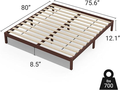 LIFEMENT King Bed Frame Classic Wood Platform, Noise Free, Under Bed Storage, No Box Spring Needed, Easy Assembly, Walnut