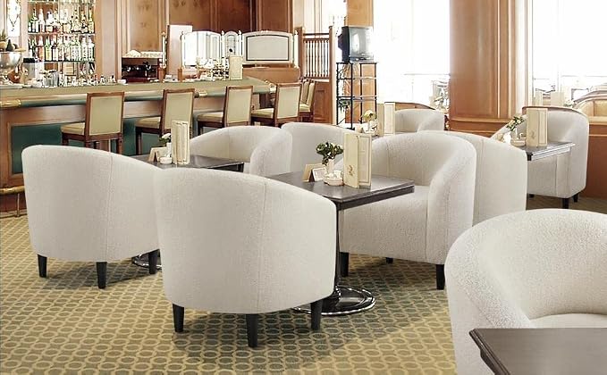 Topeakmart Accent Chair, Sherpa Barrel Chair with Soft Padded and Sturdy Legs for Living Room, Bedroom, Reception Room, Set of 2, Ivory