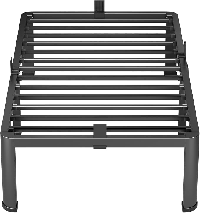 VIPSHOW 12 Inch Twin Heavy Duty 3500 lbs Bed Frame with Round-Corner Legs & Anti-Squeak Design – Quick Assembly Metal Platform, No Box Spring Needed