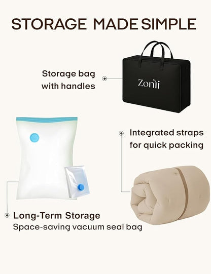 ZonLi Japanese Floor Futon Mattress Full Size 75"x 54", 100% Cotton Cover 2.5'' Thicken Tatami Mattress, Foldable Sleeping Pad, Portable Dormitory Tatami Mat(Khaki)