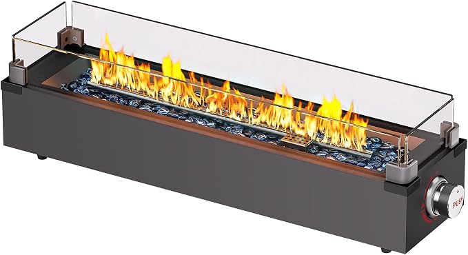 Ciays 28 Inch Table Top Propane Fire Pit, 50,000 BTU Tabletop Firepit with Glass Wind Guard & Glass Beads, Portable Outdoor Portable Fireplace for Patio and Camping