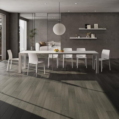 Mobili Fiver, First, Extendable Console Table 17.7(120) x35.4 in, Ashwood White, Made in Italy