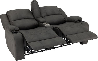 RecPro Charles 64" RV Wall Hugger Reclining Sofa | Gunmetal