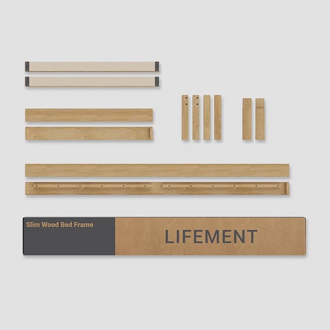 LIFEMENT Full Bed Frame Classic Wood Platform, Noise Free, Under Bed Storage, No Box Spring Needed, Easy Assembly, Natural
