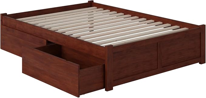 AFI, Concord Full Platform Bed with Footboard & Storage Drawers, Walnut
