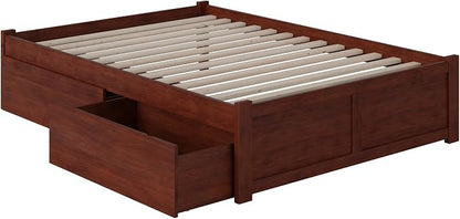 AFI, Concord Full Platform Bed with Footboard & Storage Drawers, Walnut