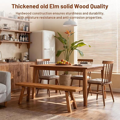 Wooden Bench Indoor Farmhouse Skinny Entryway Bench Hallway Foyer | Rustic Indoor Bench for End of Bed, Norrow Solid Wood Benches for Bedroom Living Room(39.37in)