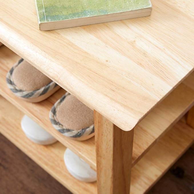 XKZG Shoe Rack Bench Wooden Shoe Storage Bench Simple Style Wood Entryway Bench (Natural,39.4")