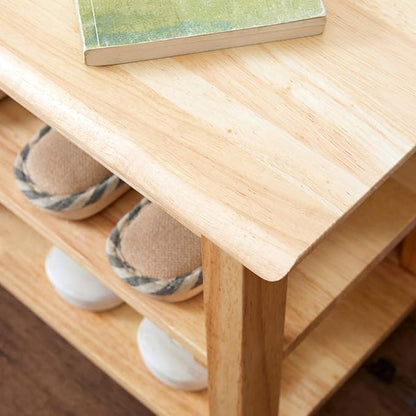 XKZG Shoe Rack Bench Wooden Shoe Storage Bench Simple Style Wood Entryway Bench (Natural,31.5")