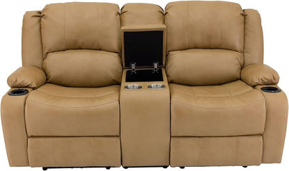 RecPro Charles 70" Powered Double RV Wall Hugger Recliner Sofa | Loveseat | RV Furniture with Upgraded 2023 Fabric (Toffee)