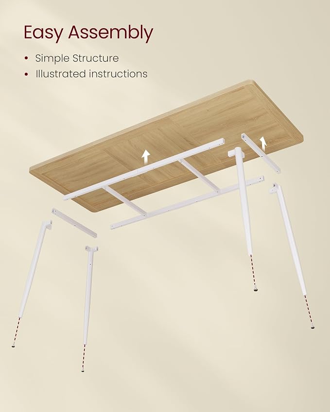VASAGLE 70.9" Dining Table for 6-8 People, Modern Kitchen Table, Heat-Resistant Tabletop, Quick Assembly, for Dining Room, Golden Oak and Cloud White, Island Collection UKDT108Y101S