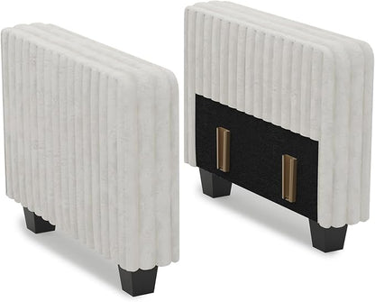 Belffin Plush Corduroy Modular Sectional Sofa Armrest Part Module for Sectional Sleeper Sofa with Pull Out Bed (Set of 2) Beige Couch