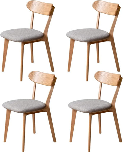 100% Solid Wood Dining Chairs,Mid Century Modern Dining Chairs with Rounded Backrest,Kitchen,Dining Room Chairs Set of 1/2/4 (4, Original Color Grey Upholstery)