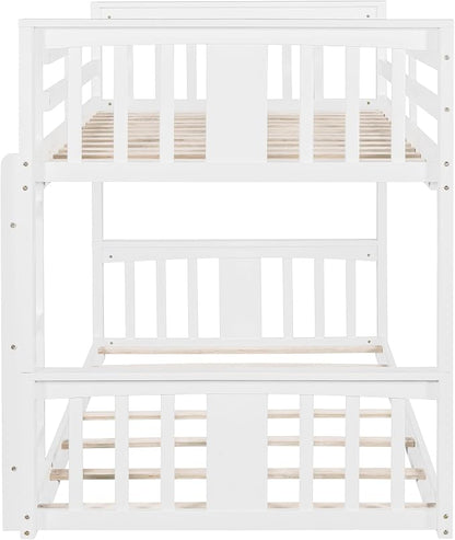 Merax Twin Over Twin Bunk Bed with Ladder, White