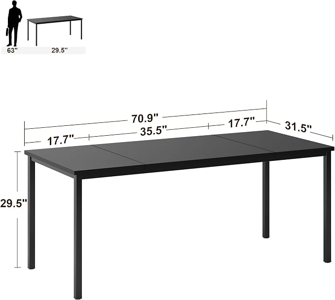 Computer Desk, 71 inches Desk & Workstations for Home Office, Writing Study Corner Desk, Modern Simple Style Laptop Table, Easy to Assemble, Black
