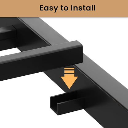 LIKIMIO Queen Bed Frame, Tall Industrial Headboard 51.2 ", Platform Bed Frame with Strong Metal Support, Solid and Stable, Noise Free, No Box Spring Needed, Easy Assembly, Black