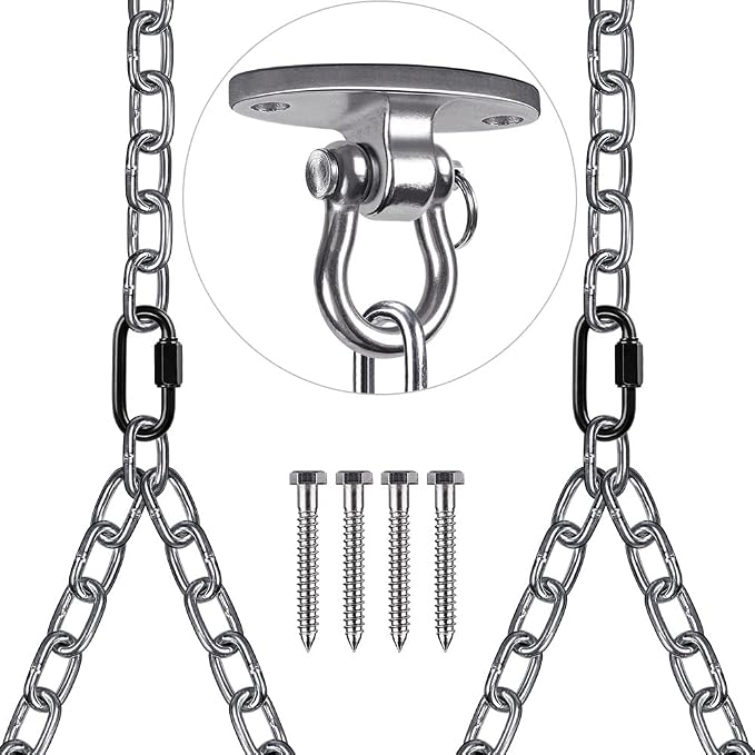 BeneLabel Set of 2 Heavy Duty Porch Swing Hanging Chain Kit, Hammock Chair Hardware for Indoor Outdoor Playground, Punching Bags, 4 Screws for Wooden, 1000LB Capacity, 81"