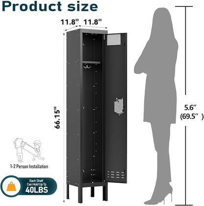 BUTISOW Metal Lockers - 66" Height Steel Lockers for Employees with Door Storage Locker with Card Slot for Employees Gym School Home Office Garage - Assembly Required