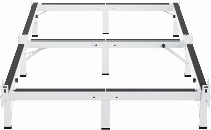 MAF Metal Bed Frame Twin XL, 9-Legs Support Bed Base, 8 Inches Twin XL Bed Frame for Box Spring and Mattress, Basics Bed Frame Headboard Attachable Tool-Free Easy Assembly, White