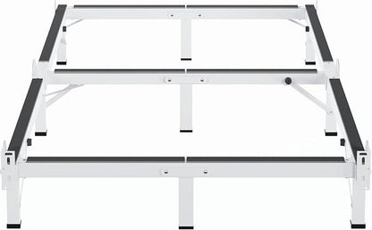 MAF Metal Bed Frame Twin XL, 9-Legs Support Bed Base, 8 Inches Twin XL Bed Frame for Box Spring and Mattress, Basics Bed Frame Headboard Attachable Tool-Free Easy Assembly, White