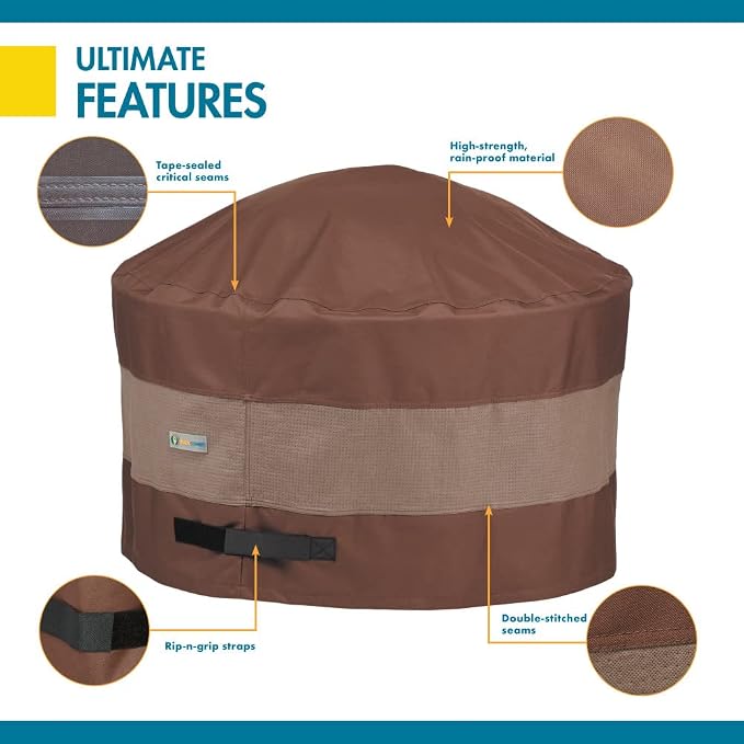 DUCKCOVERS Ultimate Waterproof 44 Inch Round Fire Pit Cover, Outdoor Firepit Cover