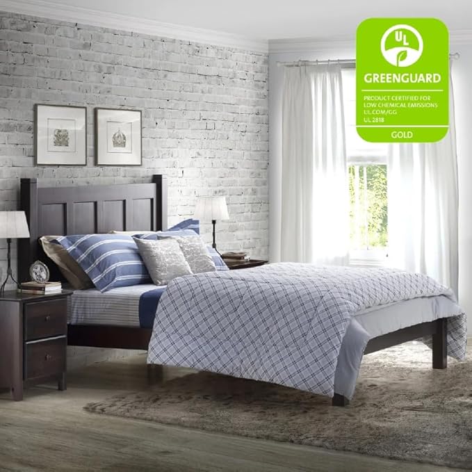 Grain Wood Furniture Shaker Solid Wood Panel Platform Bed, Queen Size, Expresso