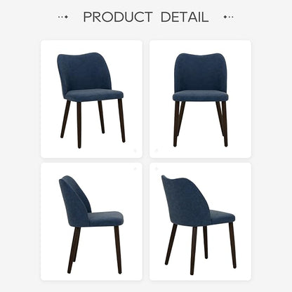 COLAMY Upholstered Dining Chairs Set of 2, Modern PU Leather Dining Room Kitchen Side Chair with Padded Seat and Wood Legs Restaurant/Cafe, Blue