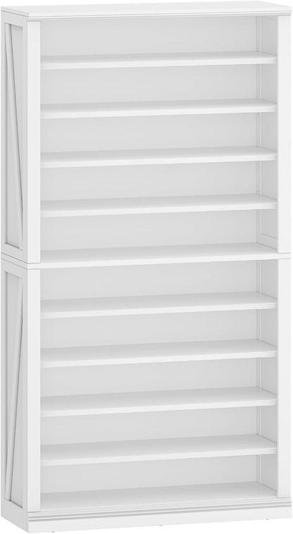 Hzuaneri Shoe Storage Cabinet, 10 Tiers Freestanding Shoe Cabinets, Wooden Shoes Rack with Cubby, 36-40 Pairs, Farmhouse Tall Shoes Cubby Organizer for Entryway, Living Room, White SR59203X
