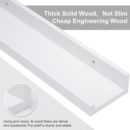 MBYD White Floating Shelves, Modern Photo Shelves with Lip, 24 Inch Wall Mount Picture Ledge Wall Shelf for Bedroom Kitchen Office Living Room Kitchen, Nursery Book Shelves Set of 3 Same Dimension