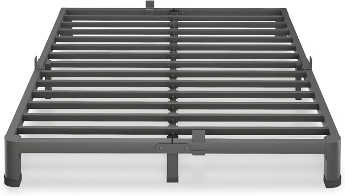 VIPSHOW 4 Inch King Size Bed Frame, 3500Lbs Heavy Duty Metal Platform with Round Corner Legs Mattress Slide Stopper, Steel Slat Support No Box Spring Needed, Noise Free, Non-Slip, Easy Assembly