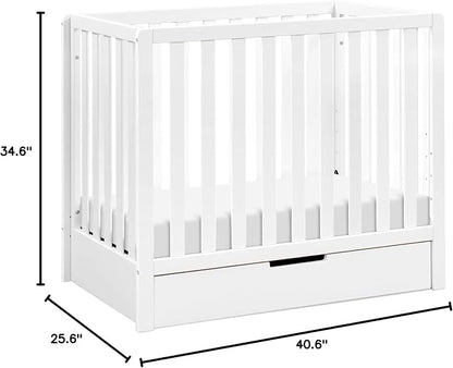 Carter's by DaVinci Colby 4-in-1 Convertible Mini Crib with Trundle Drawer in White, Greenguard Gold Certified, Undercrib Storage