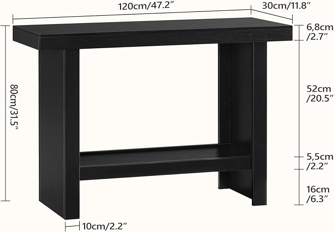 MAHANCRIS Console Table, 47.2'' Black Entryway Table for Hallway, Narrow Sofa Table Behind The Couch, Modern Foyer Tables for Entrance, Living Room, Corridor, Easy Assembly, Black CTBK26801
