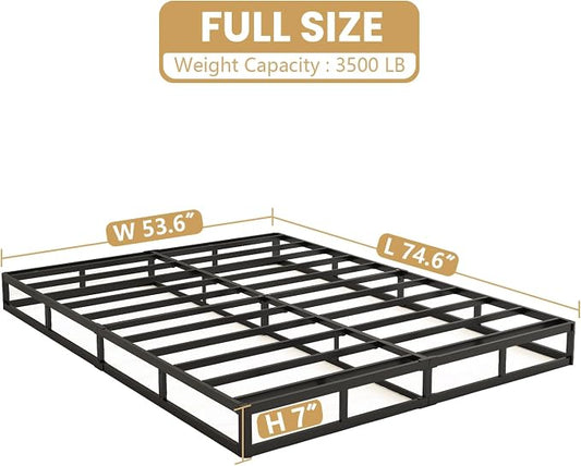 NHODIR 7 Inch Full Box Spring-Heavy Duty Metal Bed Foundation, Noise-Free & Tool-Free Easy Assembly,Mattress Support Base for Full Size Bed