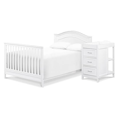 Davinci Charlie 4-in-1 Convertible Baby Crib w/Changing Table, White | Greenguard Certified Baby Crib Convertible to Toddler Bed, Daybed, Full-Size Bed - Changing Table Combo w/ Extra Storage