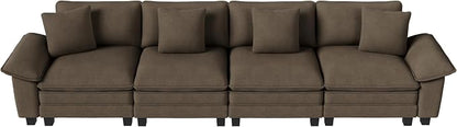 PHI VILLA Cloud Modular Couches Sets, 157.5" Sectional Sofa with Upholstered Deep Seat, 4-Seater Long Couches for Living Room Apartment, Chenille Grayish Brown