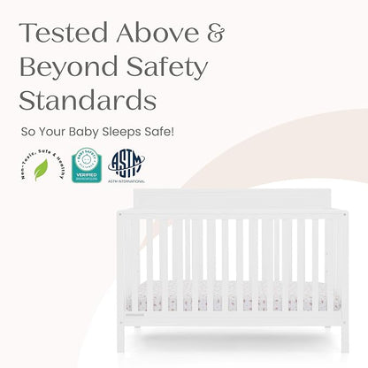 Delta Children Isabelle 6-in-1 Convertible Crib, Converts to Toddler Bed, Daybed, Sofa & Full Bed with/Without Footbaord, Greenguard Gold Certified, Mattress Heights, Bianca White