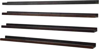PHOENANCEE Long Floating Shelves for Wall 47 Inch,Real Wood Picture Ledge Shelf with Lip Set of 4,Photo Frame Storage Display for Living Room Nursery Bedroom Bathroom Kitchen Home Decor (Dark Walnut)