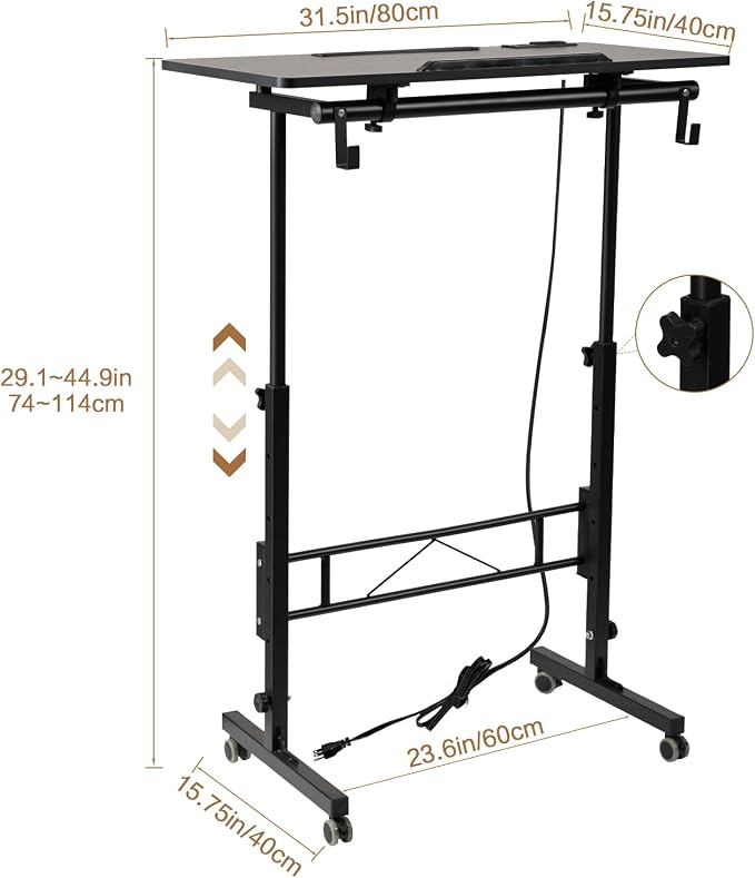 SIDUCAL Standing Desk Height Adjustable with Tiltable Tabletop, Black