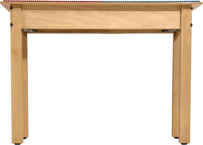 Contender Time-2-Play Kids Activity Play Table, Compatible with Lego Bricks, Extra Sturdy Birch Plywood, 35" W X 15.5" D, Red & Blue, 18" Legs for Ages 2-4