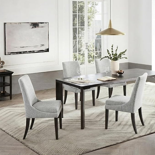KISLOT Upholstered Dining Chairs Modern Sidechair Performance Fabric High Back Armlesschair for Diningroom Kitchen,Light Grey,Set of 4(2 Box)