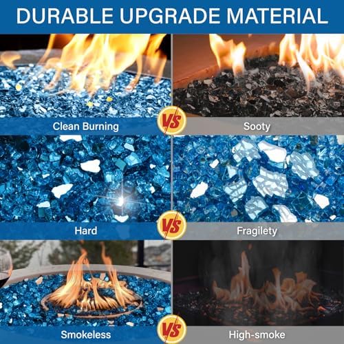 NUPICK 10 Pound Fire Glass, 1/4 Inch Reflective Fire Pit Glass