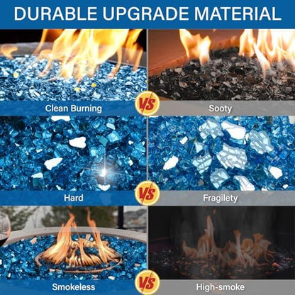 NUPICK 10 Pound Fire Glass, 1/4 Inch Reflective Fire Pit Glass