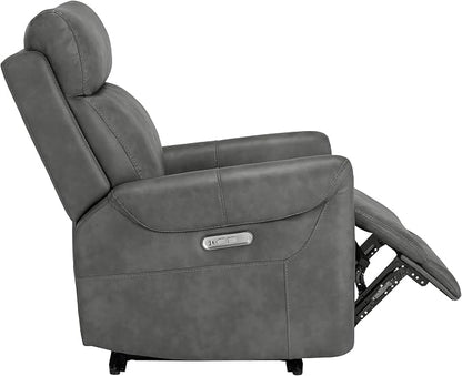 KISLOT Leather Recliner Chair for Adults Wall Hugger RV Recliner with USB Charging Ports Electric Power Reclining Sofa for Living Room Home Theater Seating Bedroom