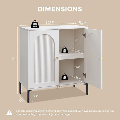 IFGET Modern Buffet Cabinet with Storage, White/ 92.63" W/141LBS