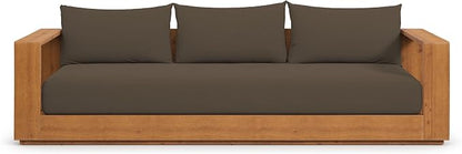 Modway Tahoe Acacia Wood Outdoor Patio Sofa in Natural Cocoa with Weather-Resistant Cushions - Ideal as a Porch Couch or Sunroom Sofa