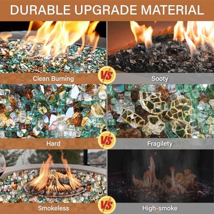 NUPICK 5 Pound Fire Glass, 1/4 Inch Reflective Fire Pit Glass